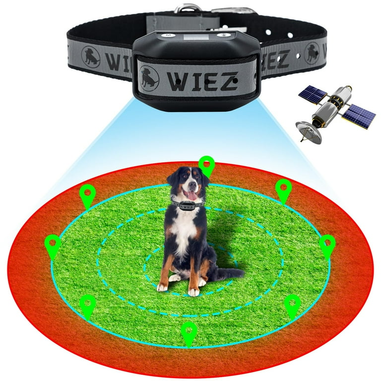 WIEZ GPS Wireless Dog Fence Electric Dog Collar Fence Pet Containment System Range 65 3281ft Adjustable Warning Strength Rechargeable Harmless and