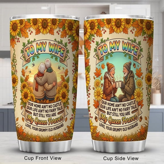 WIFE Tumbler 20oz Insulated Travel Mug, "My Queen Forever" Gift Art