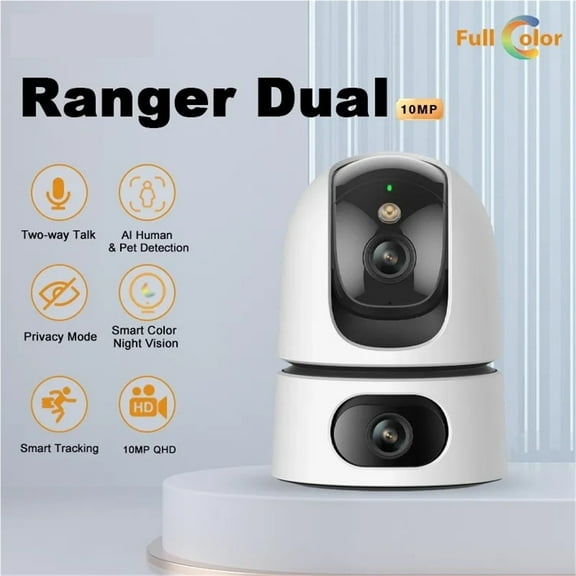 WIFI IP 10MP Camera Dual Indoor AI Human & Pet Detection Smart Color Night Vision PT Surveillance Cameras Helen's Store