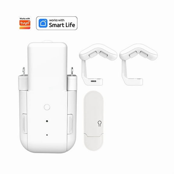 WIFI Smart Electric Curtain Robot Automatic Curtain Opener Voice Control Remote Control Smart Curtain Motor for Bedroom,1set * Smart Curtain Motor(WiFi single opening),White