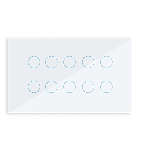 WIFI Smart Touch Light Wall Switch Interruptor Glass Panel 10 Gang Tuya Smart Life for Home White