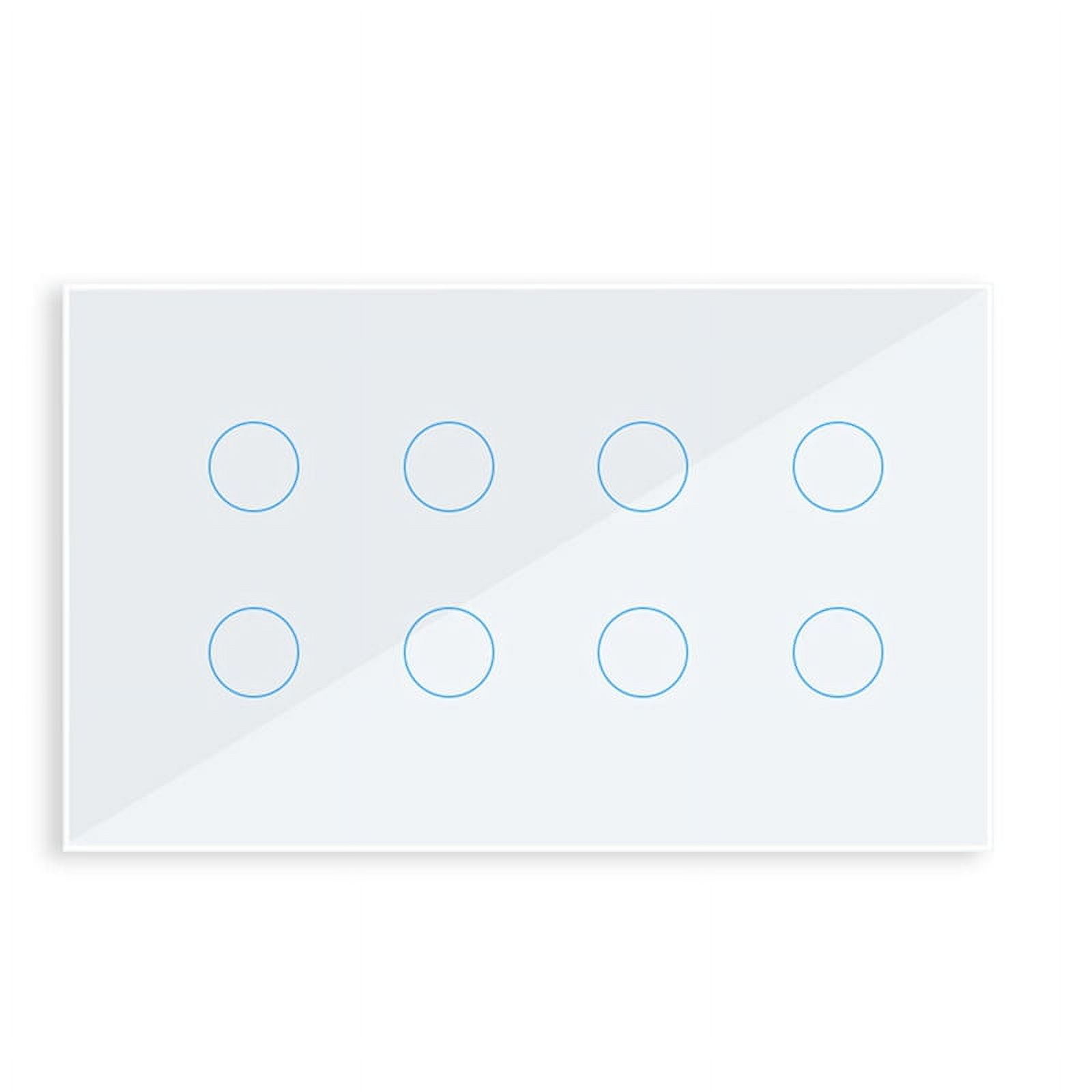 Interruptor de pared táctil inteligente WiFi con panel de vidrio, 8 canales, Tuya Smart Life, blanco