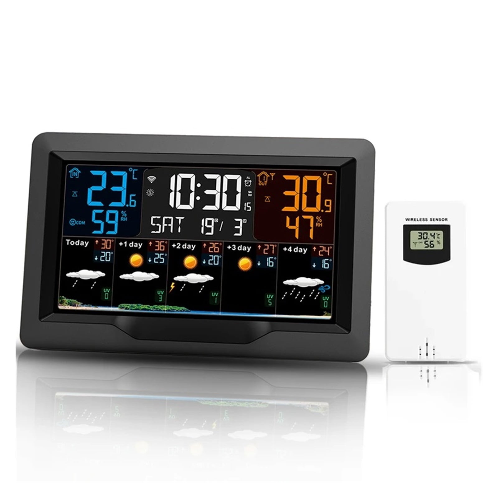 WIFI Smart Weather Station Color Screen APP Control Weather Alarm Clock Indoor and Outdoor