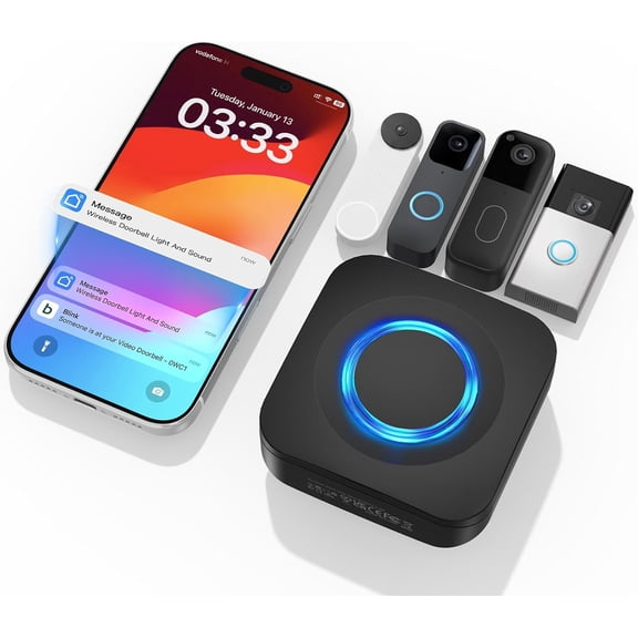 WIFI Wireless Doorbell Chime Compatible with , Nest, Video Doorbells, Smart Indoor Receiver 5 Adjustable Volume, LED Flash Alert, 58 Melodies for Home Security (1 Pack)