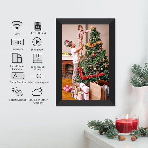 WIFIFRAME 10.1 Inch WiFi Digital Picture Frame 32GB, 1280x800 HD IPS Touch Screen with Auto-Rotate & Wall Mountable for Easy Photo Sharing