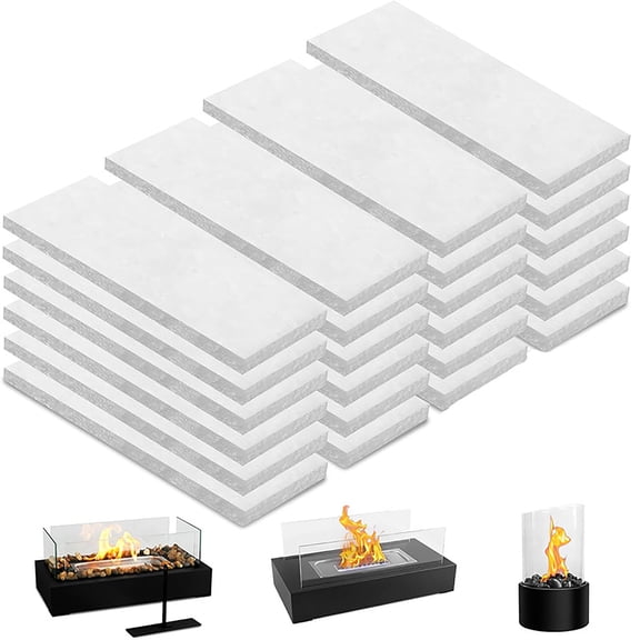WIFKLSIIPG 24 Pieces Tabletop Fire Ceramic Wool Wicks for Extended Tabletop Fire Sponge Wicks for Rubbing Fireplaces (4.7" X 2" X 0.2")