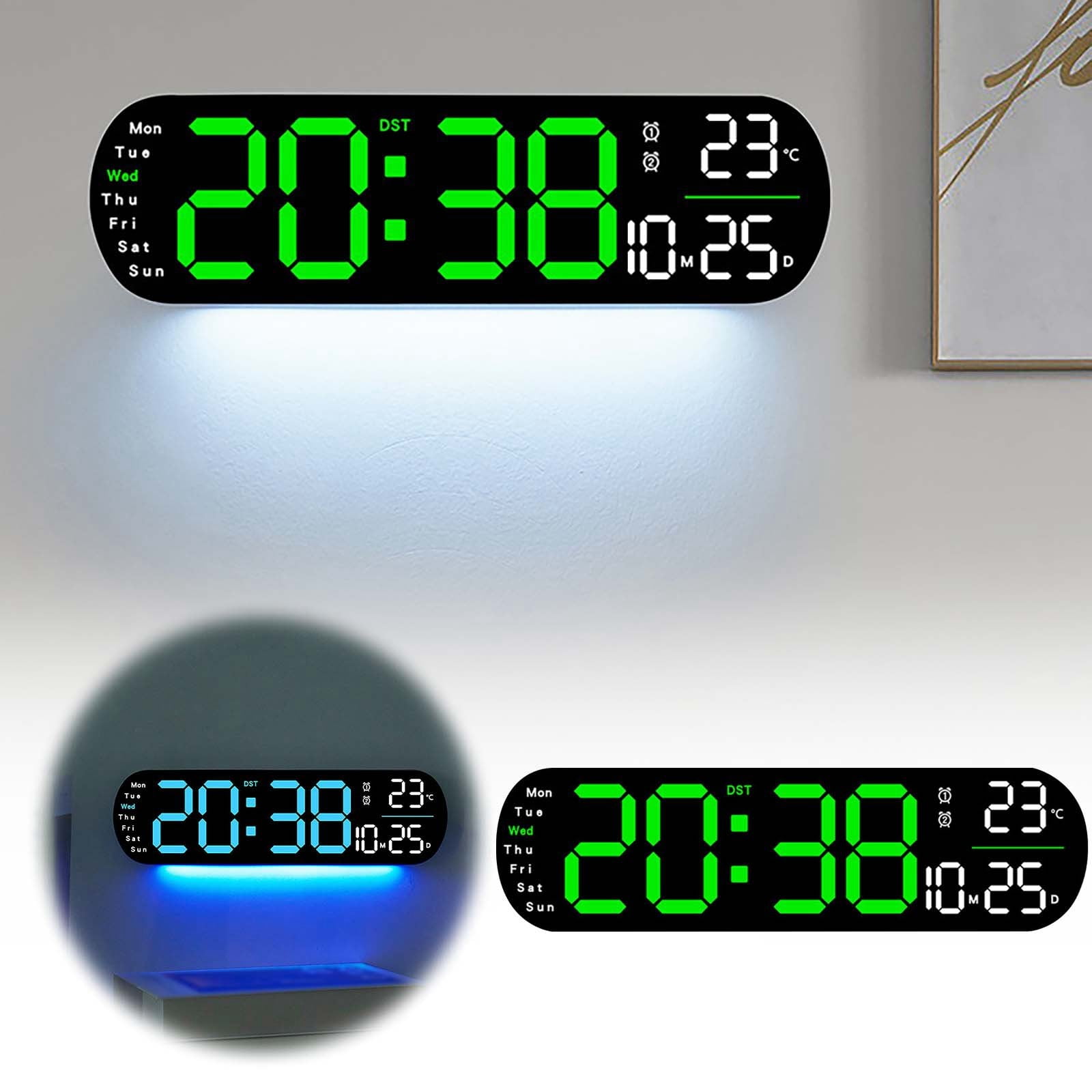 WIFKLSIIPG Functional LED Display Clock Digital Wall Clock Large ...