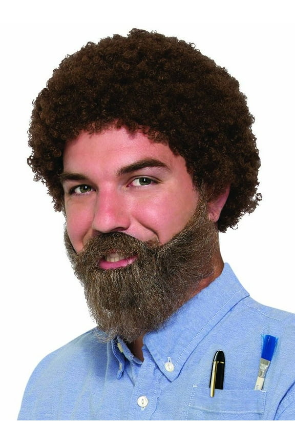 Men's Wig-80's Man Wig, Beard and Mous, Brown, Standard Adult Teen