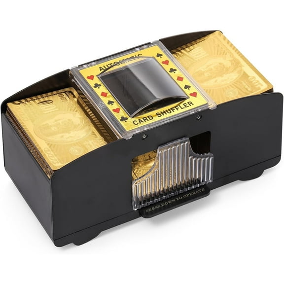 WIGACH 2 Deck Automatic Card Shuffler for UNO, Texas Hold'em, Poker, Home Card Games, Blackjack, Battery Operated Electric Poker Shuffling Machine