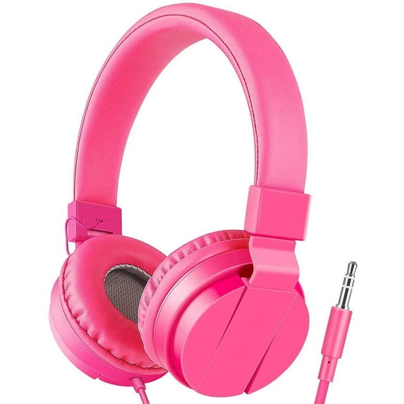 WIGACH Kids Headphones for Boys Girls - Child Student Headset Wired Plug Toddler Earphones School Teen on Ear for Computer | Laptop | Plane Travel | Game, PINK