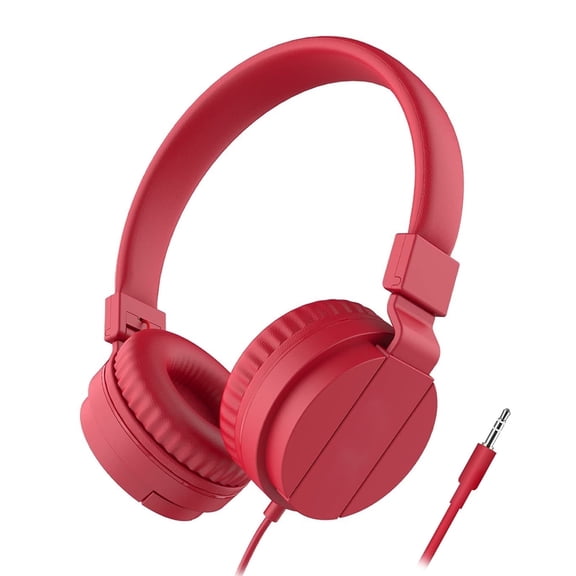 WIGACH Kids Headphones for Boys Girls - Child Student Headset Wired Plug Toddler Earphones School Teen on Ear for Computer | Laptop | Plane Travel | Game, Red