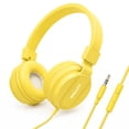 thumbnail image 1 of WIGACH Kids Headphones Wired for School HD Mic Stereo Sound Foldable Headphones for Online Study, 3.5mm Jack Wired Cord On-Ear Headset for Pad PC Phones Tablet Etc - ALL YELLOW, 1 of 8