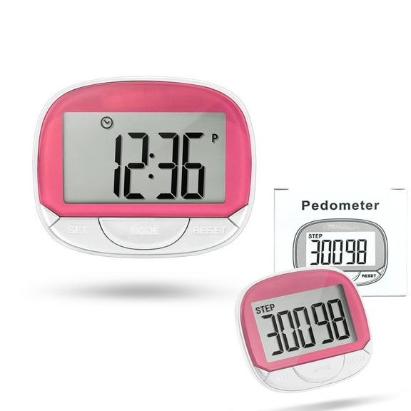 WIGACH Pedometer for Walking, Step Counter for Walking with Large Digital Display, Multi-Function Portable Sport Highly Accurate Pedometer Step count / Calories / Distance Function Counter - Pink