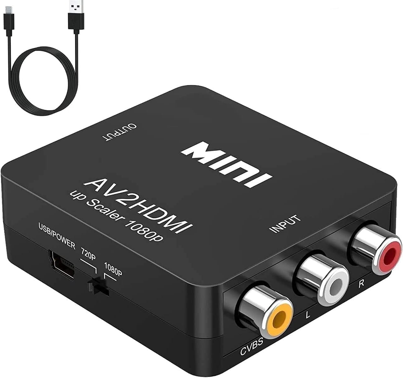 WIGACH RCA to HDMI,AV to HDMI Converter, 1080P Mini RCA Composite CVBS Video Audio Converter Adapter Supporting PAL/NTSC for TV/PC/ PS3/ STB/Xbox/VHS/VCR/Blue-Ray DVD Players