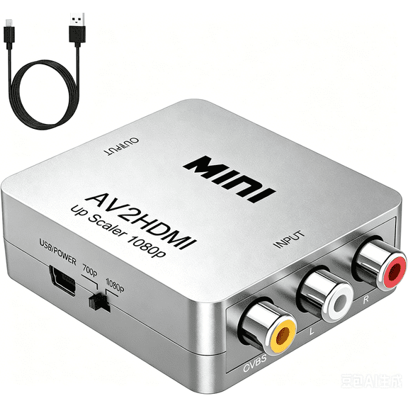 WIGACH RCA to HDMI Converter, 1080P AV to HDMI RCA Composite CVBS Video Audio Converter Adapter Supporting PAL/NTSC for Xbox/PS2/Wii/SNES/N64/VHS/VCR/DVD