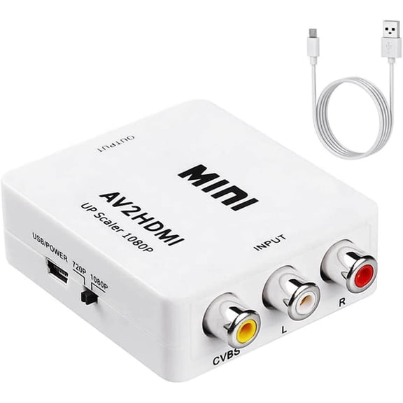 WIGACH RCA to HDMI Converter, 1080P AV to HDMI RCA Composite CVBS Video Audio Converter Adapter Supporting PAL/NTSC for Xbox/PS2/Wii/SNES/N64/VHS/VCR/DVD