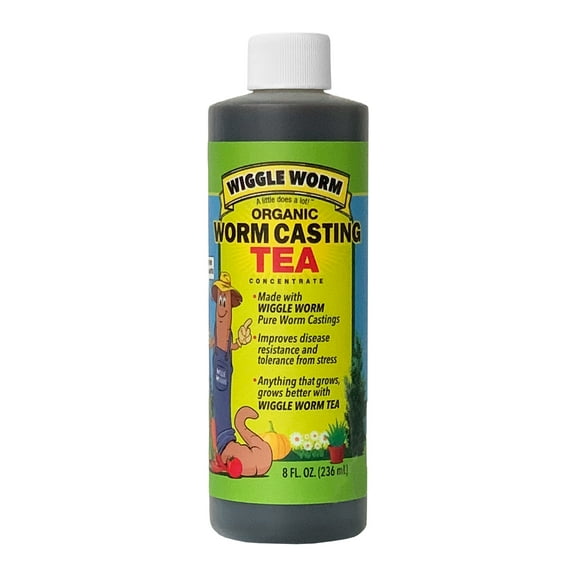 Wiggle Worm Pure Worm Castings Tea, 8oz - Organic Liquid Fertilizer and Soil Amendment Concentrate for Indoor and Outdoor Plants