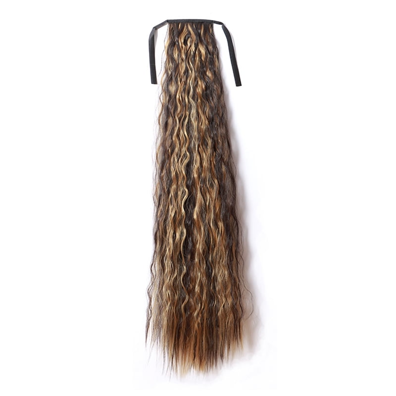 WIGSIN 32Inch Synthetic Long Kinky Curly Ponytail Drawstring Clip In Ponytail Black Blonde Hair Extension for Women