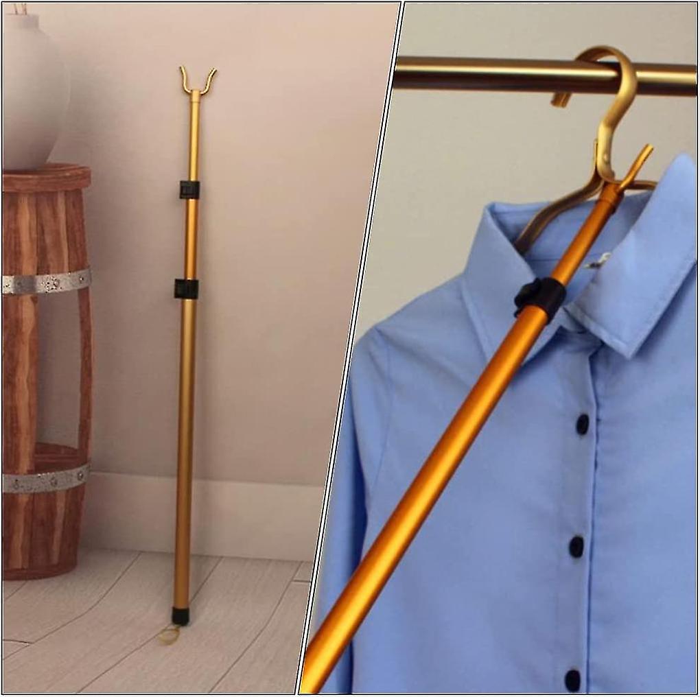WIHE Long Reach Pole Hook Clothes Drying Pole Telescoping Closet