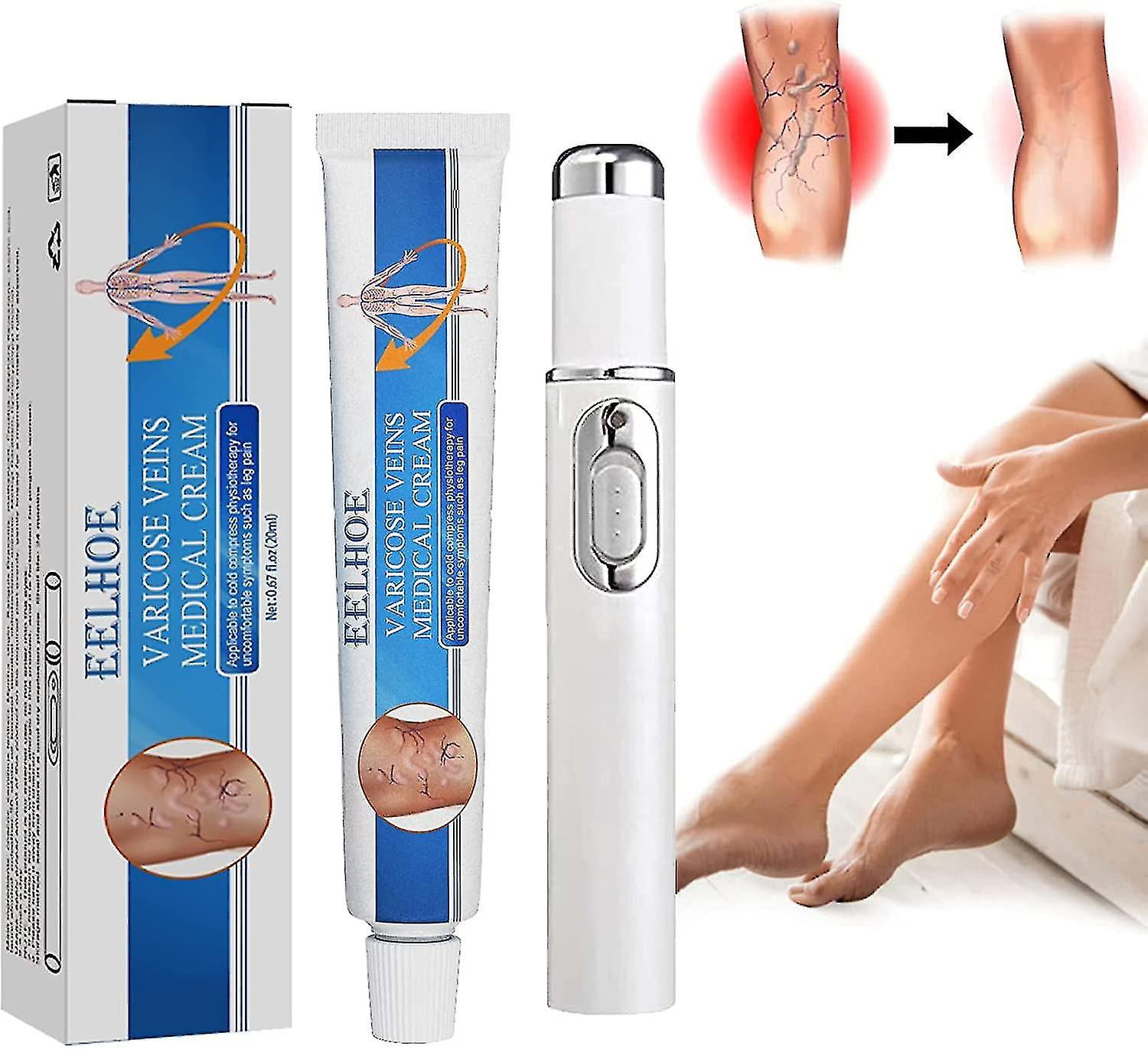 WIHE Veinshealth Varicose Veins Blue Light Therapy Set, Varicose Vein