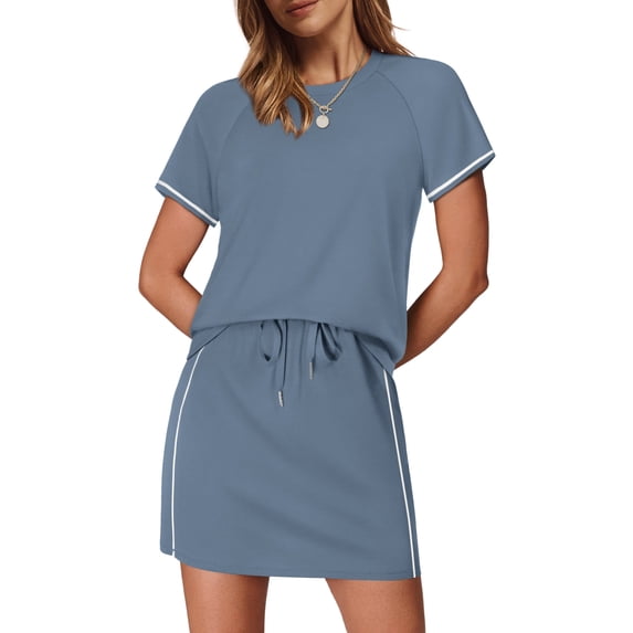 WIHOLL 2 Piece Sets for Women Spring Summer Athletic Clothing Sets Workout Lounge Travel Outfit Skorts Tennis Skirt