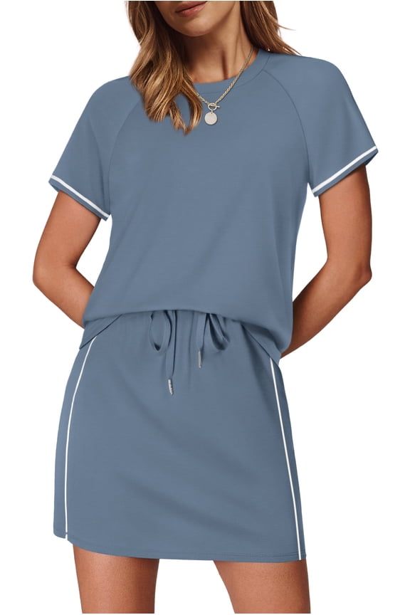 2 Piece Sets for Women Spring Summer Athletic Clothing Sets Workout Lounge Travel Outfit Skorts Tennis Skirt