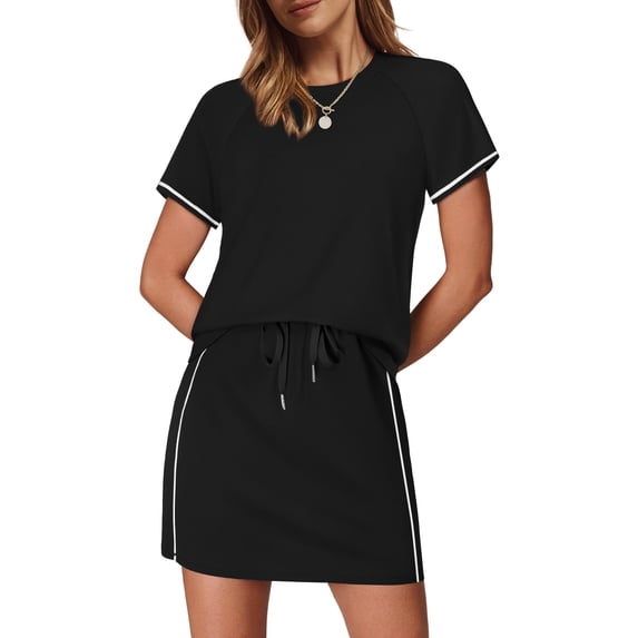 WIHOLL 2 Piece Sets for Women Spring Summer Athletic Clothing Sets Workout Lounge Travel Outfit Skorts Tennis Skirt
