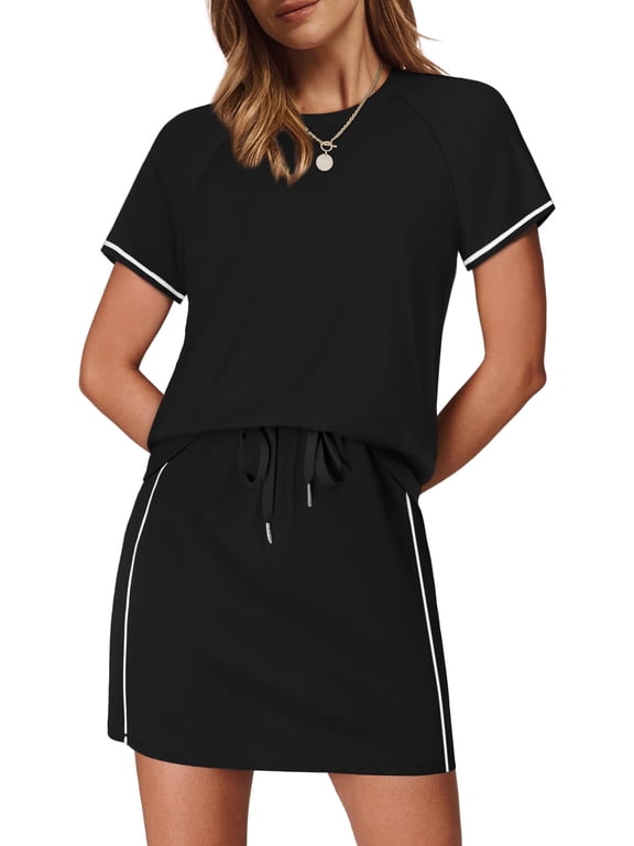 2 Piece Sets for Women Spring Summer Athletic Clothing Sets Workout Lounge Travel Outfit Skorts Tennis Skirt