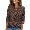 thumbnail image 1 of WIHOLL 3/4 Length Sleeve Crew Neck Button Fashion Clothing Dressy Casual Business Work Tops Summer Fall Outfits, 1 of 11