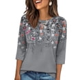 thumbnail image 1 of WIHOLL 3/4 Length Sleeve Crew Neck Button Fashion Clothing Dressy Casual Business Work Tops Summer Fall Outfits, 1 of 11