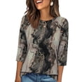 thumbnail image 1 of WIHOLL 3/4 Length Sleeve Crew Neck Button Fashion Clothing Dressy Casual Business Work Tops Summer Fall Outfits, 1 of 11