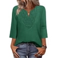 thumbnail image 1 of WIHOLL 3/4 Length Sleeve Summer Tops for Women Trendy Blouses V Neck Lace Shirt Beach Vacation Cruise Outfits, 1 of 11