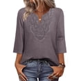 thumbnail image 1 of WIHOLL 3/4 Length Sleeve Summer Tops for Women Trendy Blouses V Neck Lace Shirt Beach Vacation Cruise Outfits, 1 of 11