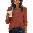 thumbnail image 1 of WIHOLL Long Sleeve Shirts for Women Lightweight Crew Neck Sweaters Fall Womens Tops Dressy Casual Fall Clothes, 1 of 10