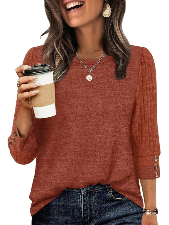 Long Sleeve Shirts for Women Lightweight Crew Neck Sweaters Fall Womens Tops Dressy Casual Fall Clothes