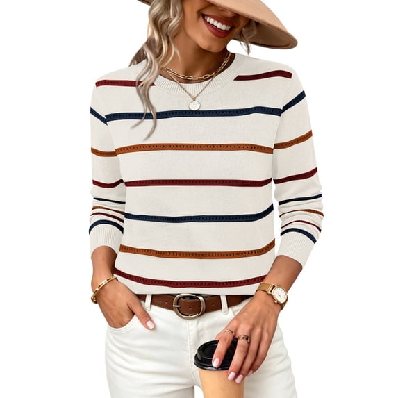 WIHOLL Fall Sweaters for Women 2026 Lightweight Hollow Out Knit Sweater Fashion Casual Long Sleeve Crew Neck Pullover Top