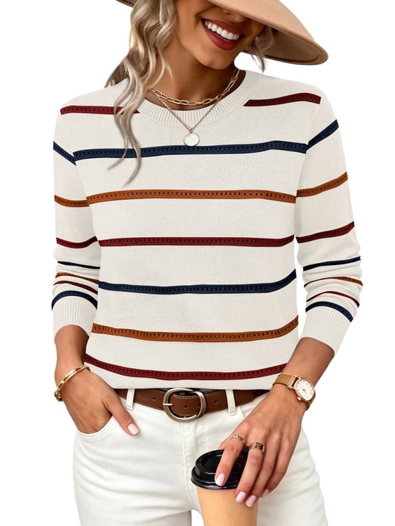 Fall Sweaters for Women 2026 Lightweight Hollow Out Knit Sweater Fashion Casual Long Sleeve Crew Neck Pullover Top