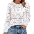 thumbnail image 1 of WIHOLL Long Sleeve Blouses for Women Flower Lace Crochet Shirts Business Casual Fall Eyelet Tops, 1 of 11