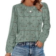 thumbnail image 1 of WIHOLL Long Sleeve Blouses for Women Flower Lace Crochet Shirts Business Casual Fall Eyelet Tops, 1 of 11