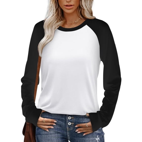 WIHOLL Long Sleeve Shirts for Women Color Block Raglan Tops Casual Crewneck Basic Tees Fall Clothes 2026 Fashion