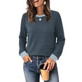thumbnail image 1 of WIHOLL Long Sleeve Shirts for Women Fall Sweaters Fashion Color Block Crew Neck Pullover Tops 2026 Winter Lightweight Women's Sweaters, 1 of 11
