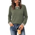 thumbnail image 1 of WIHOLL Long Sleeve Shirts for Women Fall Sweaters Fashion Color Block Crew Neck Pullover Tops 2026 Winter Lightweight Women's Sweaters, 1 of 11