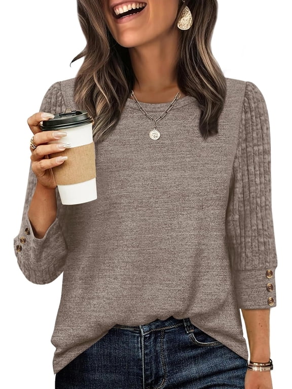 Long Sleeve Shirts for Women Lightweight Crew Neck Sweaters Fall Womens Tops Dressy Casual Fall Clothes