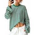 thumbnail image 1 of WIHOLL Long Sleeve Shirts for Women Plus Size Crewneck Sweatshirts Fashion Striped Pullovers Casual Loose Fit Fall Spring Tunic Tops, 1 of 10