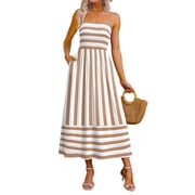 Maxi Dresses for Women 2026 Spaghetti Strap Flowy Boho Long Sundress with Pockets Spring Summer Beach Vacation