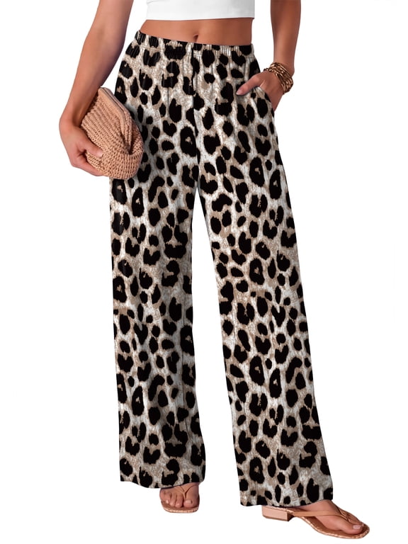 Pants for Women Wide Leg Pants Summer Straight Long Palazzo Loose Casual Trousers With Pockets