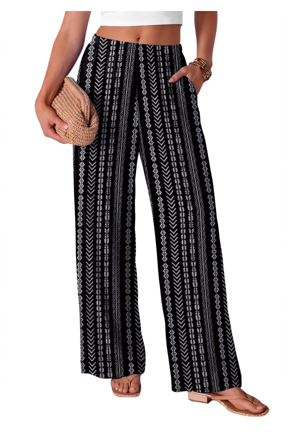 Pants for Women Wide Leg Pants Summer Straight Long Palazzo Loose Casual Trousers With Pockets