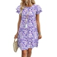 thumbnail image 1 of WIHOLL Summer Dresses for Women Mini Dresses 2026 Sundresses Spring Casual Western Crewneck Ruffle Short Sleeve Beach Vacation Clothes, 1 of 10