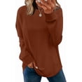 thumbnail image 1 of WIHOLL Sweatshirt for Women Crewneck Long Sleeve Shirts Curved Hem Lightweight Sweaters Fall Clothes, 1 of 10