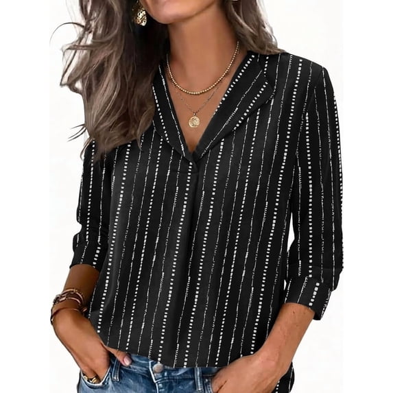 WIHOLL Tops for Women 3/4 Length Sleeve V Neck Lightweight Business Casual Blouses Spring Summer Work Outfits